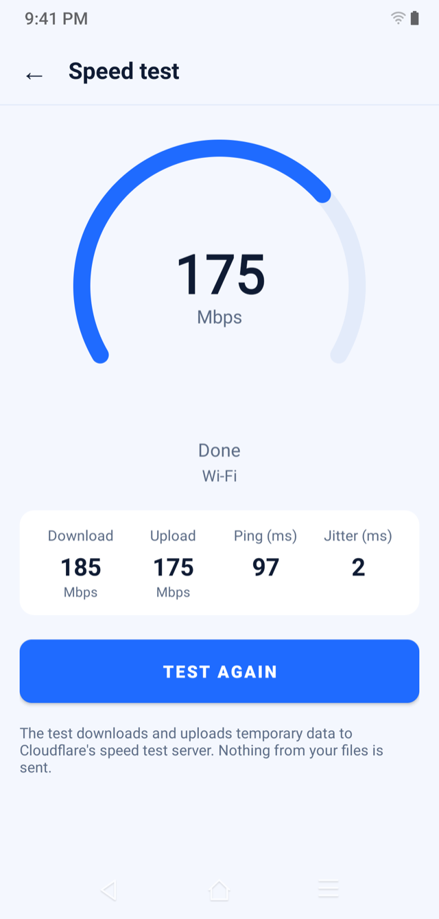 Junk Cleaner speed test result: download, upload, ping and jitter